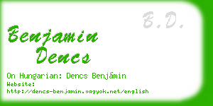 benjamin dencs business card